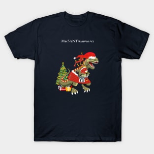 Clanosaurus Rex MacSANTAsaurus rex Plaid Santa Scotland Christmas Tree Tartan T-Shirt